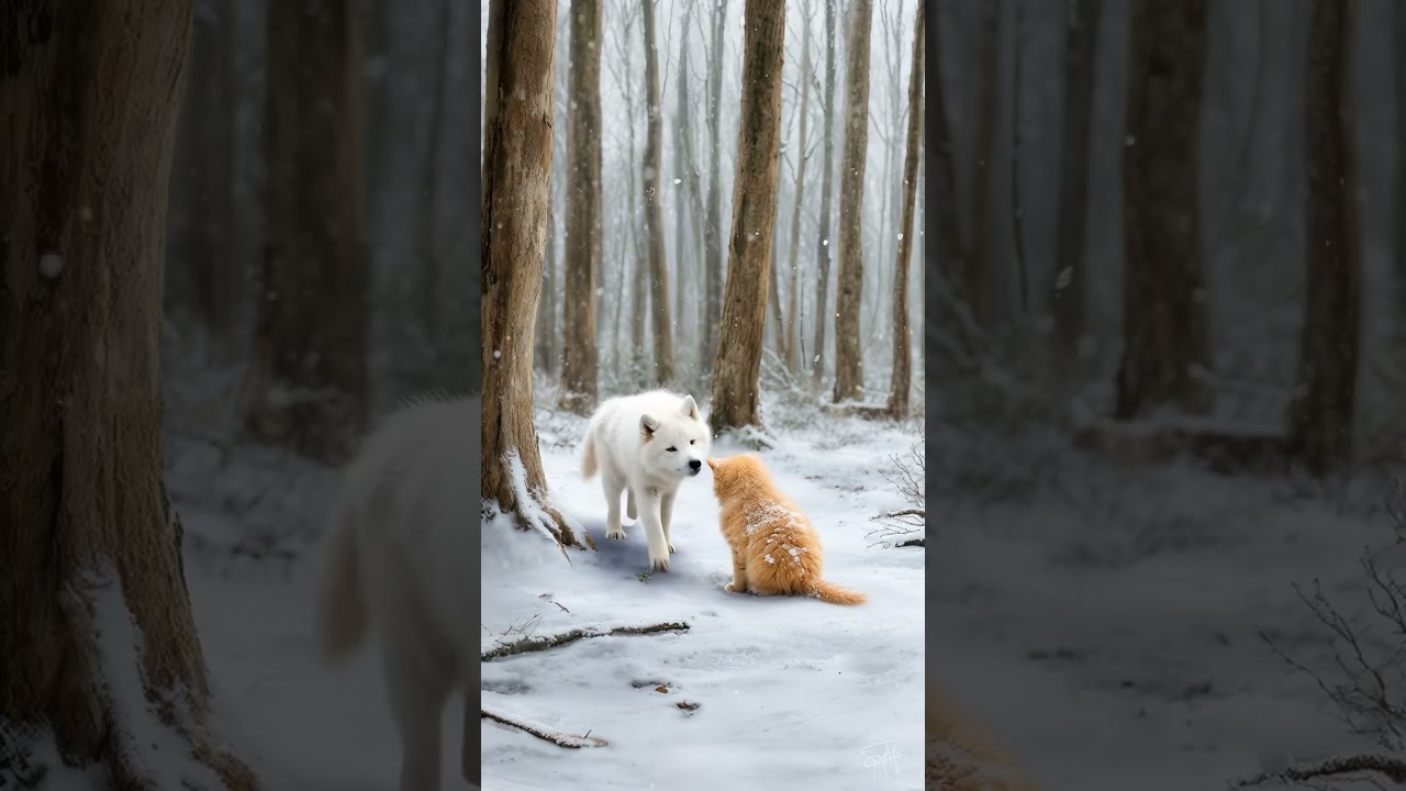 Kitten Lost in the Snowy Forest... But a Snow Wolf Pup Came to Save Him! 🐱🐺❄️🤍🥹