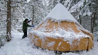 Winter Camping in our New Wilderness Shelter - A Snow Storm for our First Overnighter!