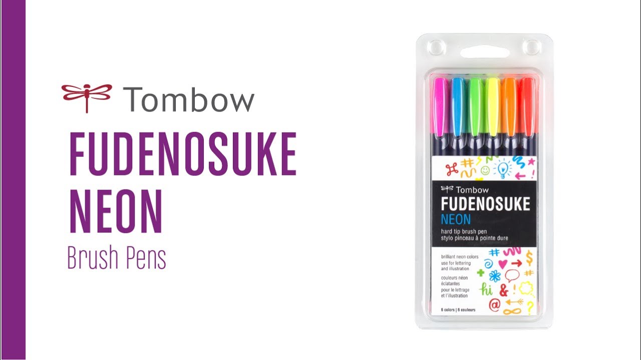 Kit de 6 couleurs néon Feutre pinceau Fudenosuke de Tombow