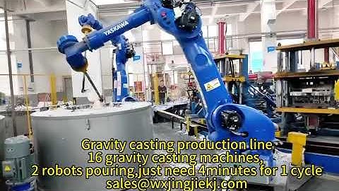 Robot pouring gravity casting production line  Youtube video