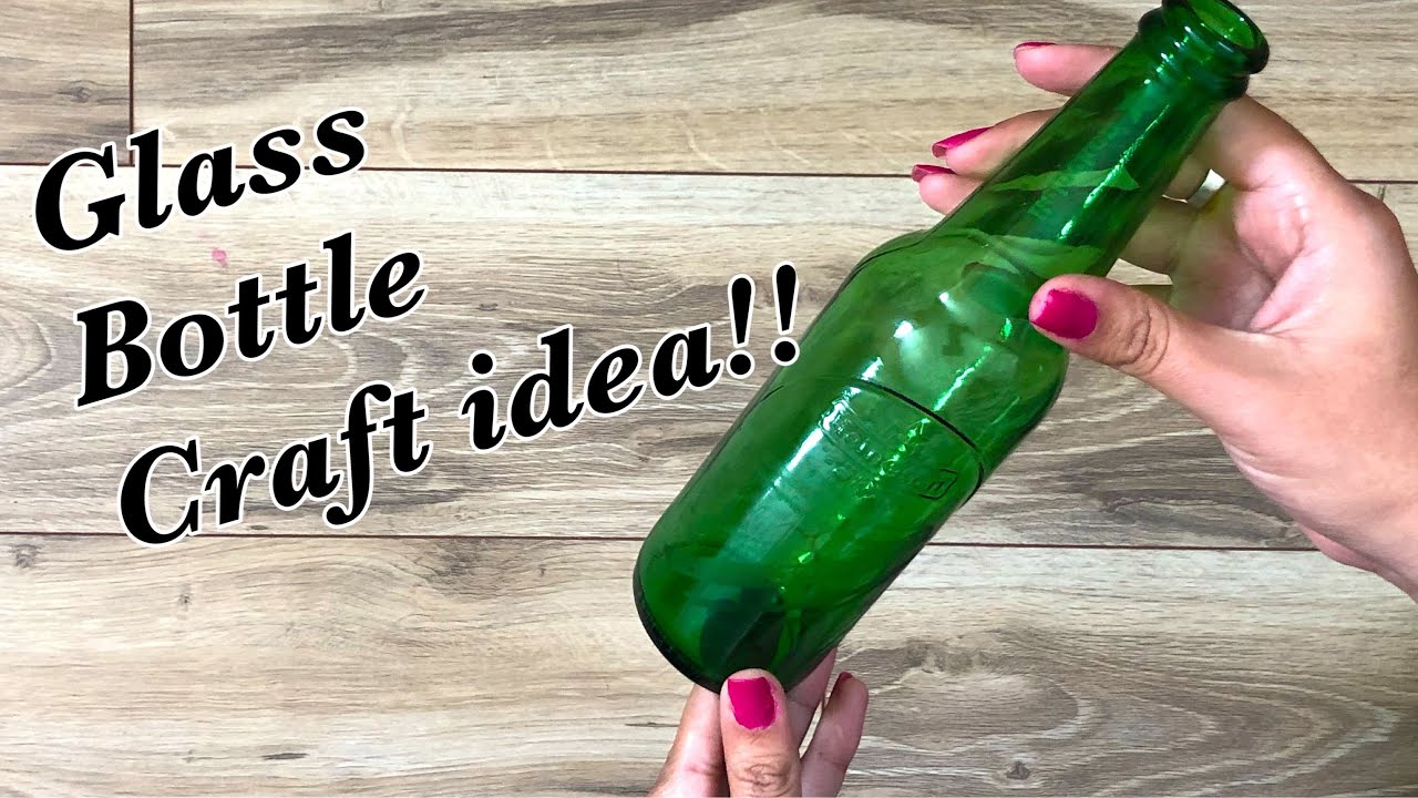 HOW TO MAKE BEAUTIFUL FLOWER vase using empty glass bottle craft ...