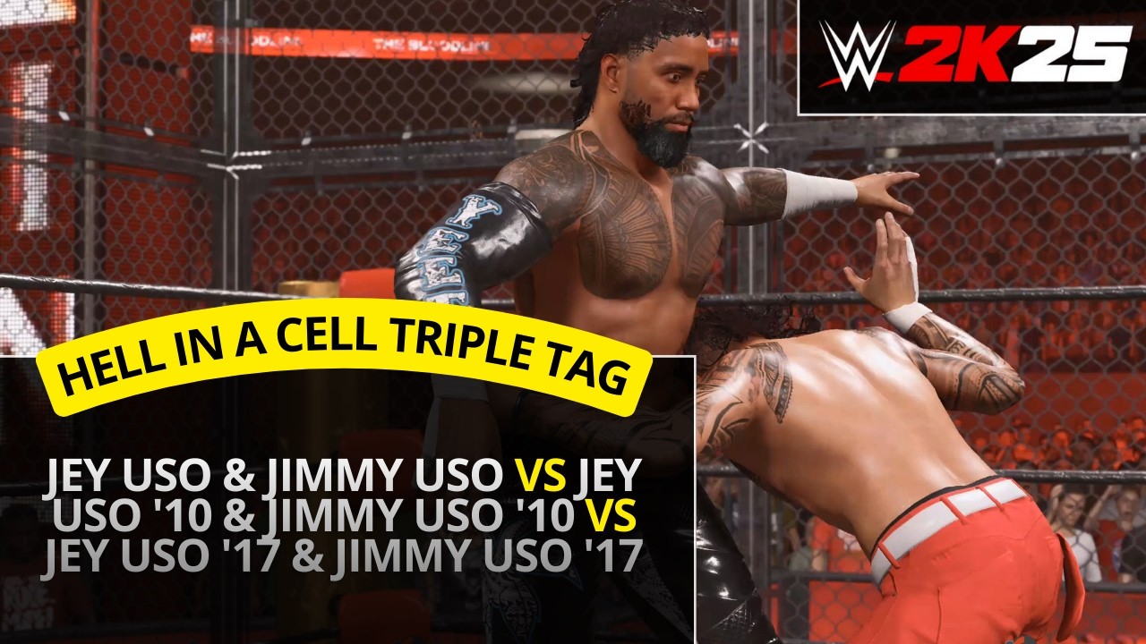 WWE 2K25 – Usos vs Usos '10 vs Usos '17 (Hell in a Cell Triple Tag)