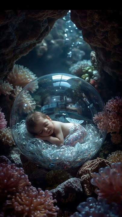 A serene hyper-realistic fantasy scene depicting a magical baby...#dream#baby#aibaby#ai#sea#dreamai
