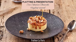 Dessert plate presentation San sebastian Cheesecake Traiteur de Paris : Hazelnut caramel