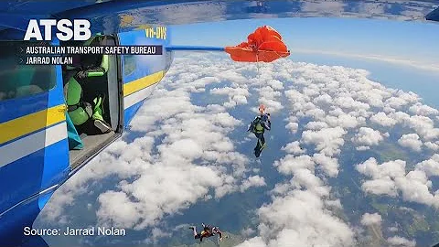 WATCH: Skydiver's parachute gets caught on tail of airplane