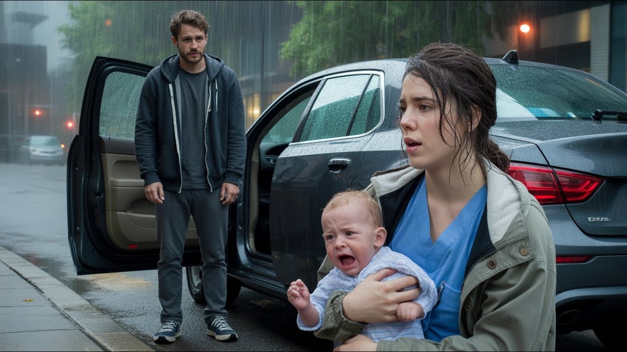 Single Dad Found a Nurse Crying in the Rain — He Almost Walked Away.