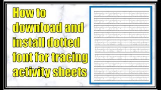 Celebrity HOW TO DOWNLOAD AND INSTALL DOTTED FONT FOR TRACING ACTIVITY SHEETS Net Worth