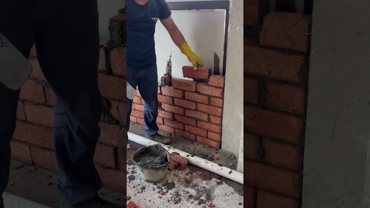 Guarda the process of installing red bricks to make room divider walls #construction #popular #shorts su YouTube Guarda the process of installing red bricks to make room divider walls #construction #popular #shorts su YouTube