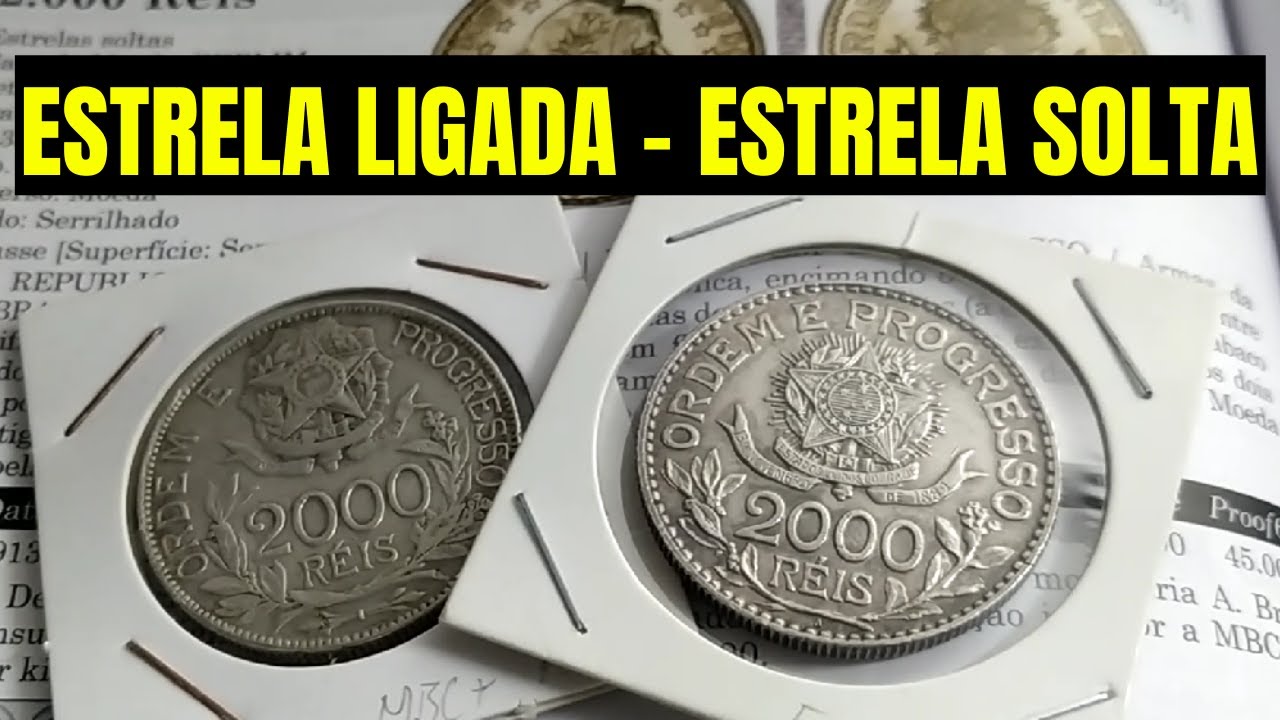 2000 RÉIS 1913 ESTRELAS LIGADAS E 2000 RÉIS 1913 ESTRELAS SOLTAS.  MOEDA DE PRATA 2 mil réis 1913