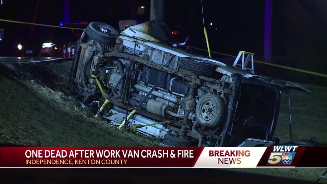 Police: 1 dead after work van crashes, catches fire in Independence ...