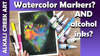 Mixing ECOLINE BRUSH PENS with Marabu ALCOHOL INKS?  | A Strange Combination! | Unboxing an OLD Box!