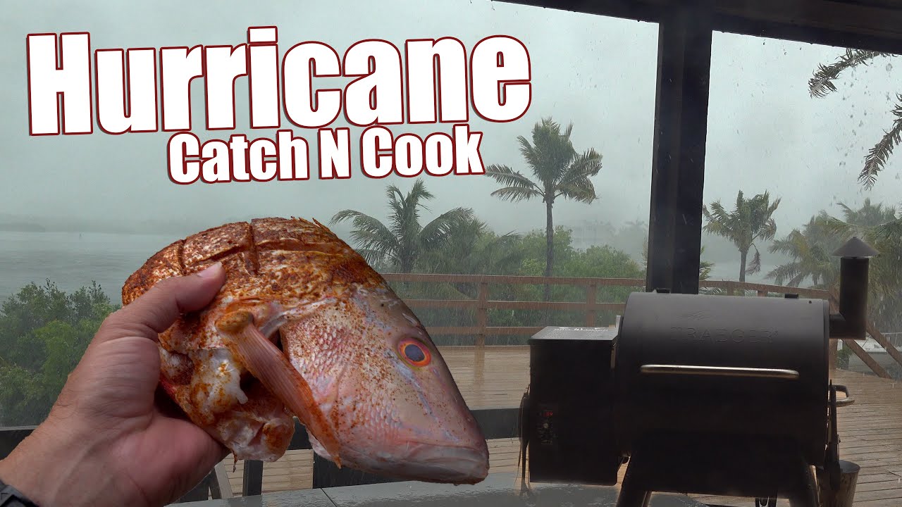 WHOLE mutton snapper on grill during a HURRICANE | Catch N' Cook - YouTube