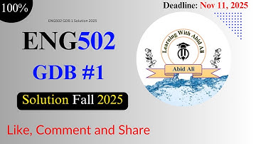 ENG502 GDB 1 Solution 2025 | Complete & Correct Answer | Learning With Abid Ali