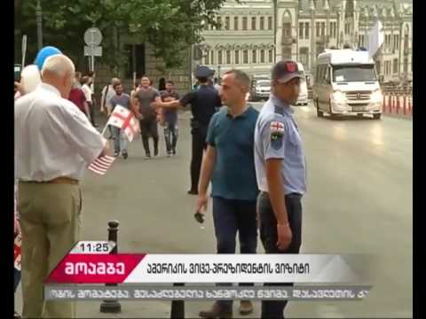 აშშ-ის ვიცე-პრეზიდენტის ესკორტს გუშინ თავისუფლების მოედანზე საქართველოს მოქალაქეები დახვდნენ