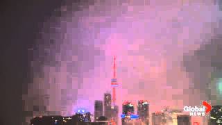 Incredible video of lighting striking CN Tower