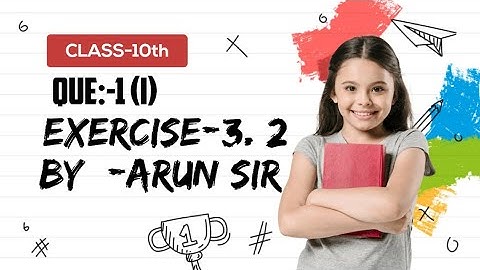 QUES:- 1(i) | EXERCISE:-3.2 | PAIR OF LINEAR EQUATION IN TWO VARIABLE | CLASS:- 10th | BY:- ARUN SIR