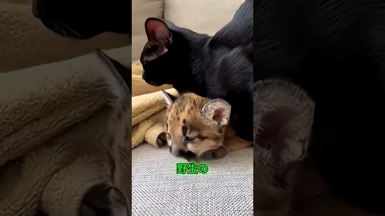 ライオンの赤ちゃんを育てるのを手伝った猫 🐱🦁 #shortvideo
