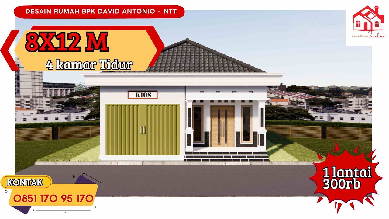 DESAIN RUMAH INDO RUKO MODEL MINIMALIS UKURAN 8 X 12M 1 LANTAI (Bapak David Antonio dari NTT)