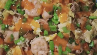 Eat shrimp squid rice # ញាំបាយម្រះព្រៅមឹកបង្គា