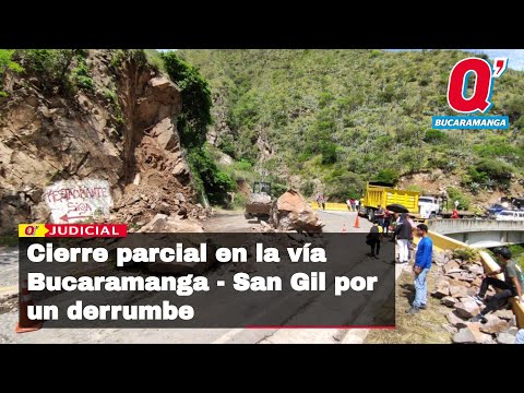 Cierre en la vía entre Bucaramanga y San Gil por caída de rocas