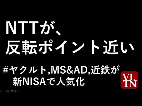 NTTの株価と決算、新NISAでMS&amp;AD、ヤクルト、近鉄が人気化～あす上がる株。最新の日本株での株式投資。高配当株やデイトレ情報も～