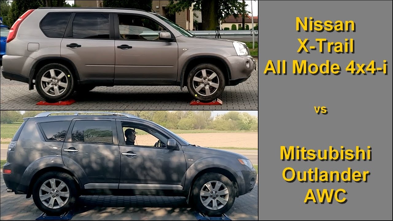 Nissan X-Trail All Mode 4X4-I Vs Mitsubishi Outlander Awc - 4X4 Tests On Rollers - Youtube