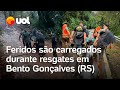 Enchentes no Rio Grande do Sul: Feridos são carregados durante resgates em Bento Gonçalves; vídeos