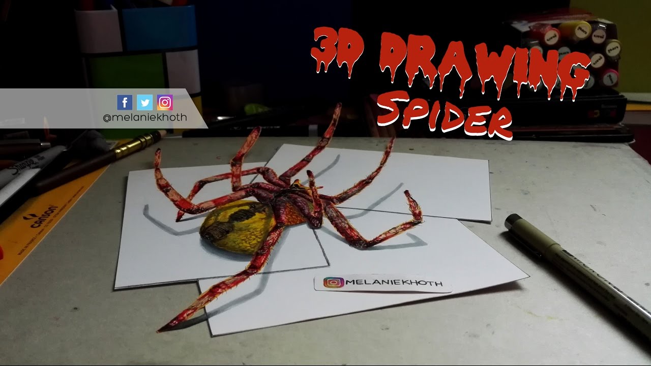 3D Spider drawing - YouTube