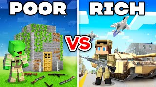 Mikey POOR vs JJ RICH Military Base in Minecraft (Maizen)