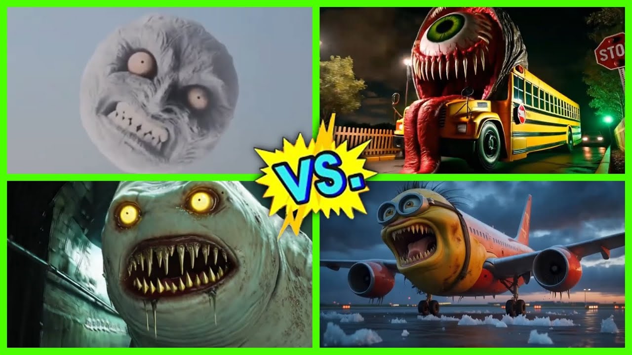 ✅ "Monster Battle Royale! Moon Beast vs. Killer Bus vs. Mutant Plane vs. Sewer Creature!"
