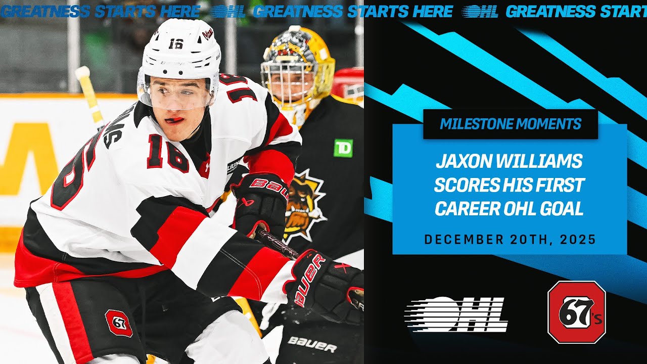 Первый гол Джексона Уильямса в Хоккейной лиге Онтарио (OHL).