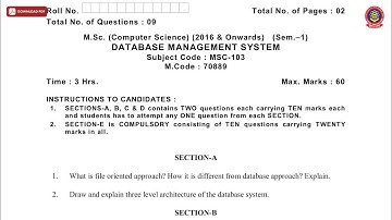MSC 1ST SEM CS DATABASE MANAGEMENT SYSTEM NOV 2019 | PTU