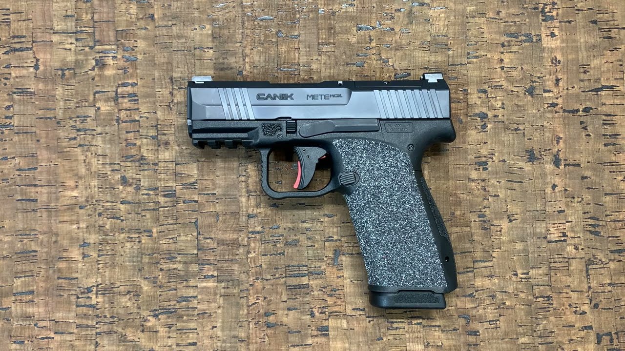 Canik METE MC9L wearing Instant Stipple granulated rubber grip tape overlay for an aggressive feel