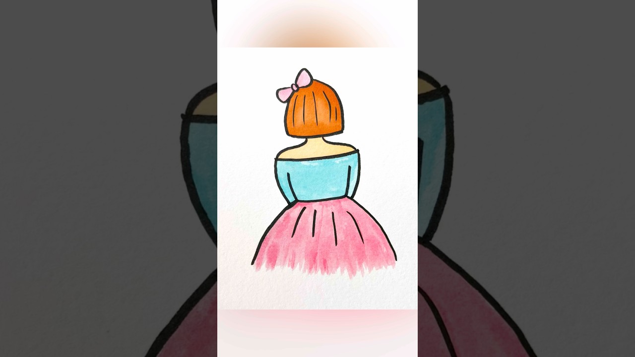 How to draw a girl from backside | easy drawing for kids #stepbystep #simple #artforkids #kidsvideo