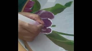 🌸 Purple Flower Shading + White Outline | Fabric Painting Tutorial 🎨✨ screenshot 1