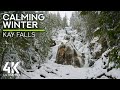 8HRS Waterfall Sounds Perfect for Relax & Deep Sleep - 4K Canadian Waterfalls in Winter - Kay Falls