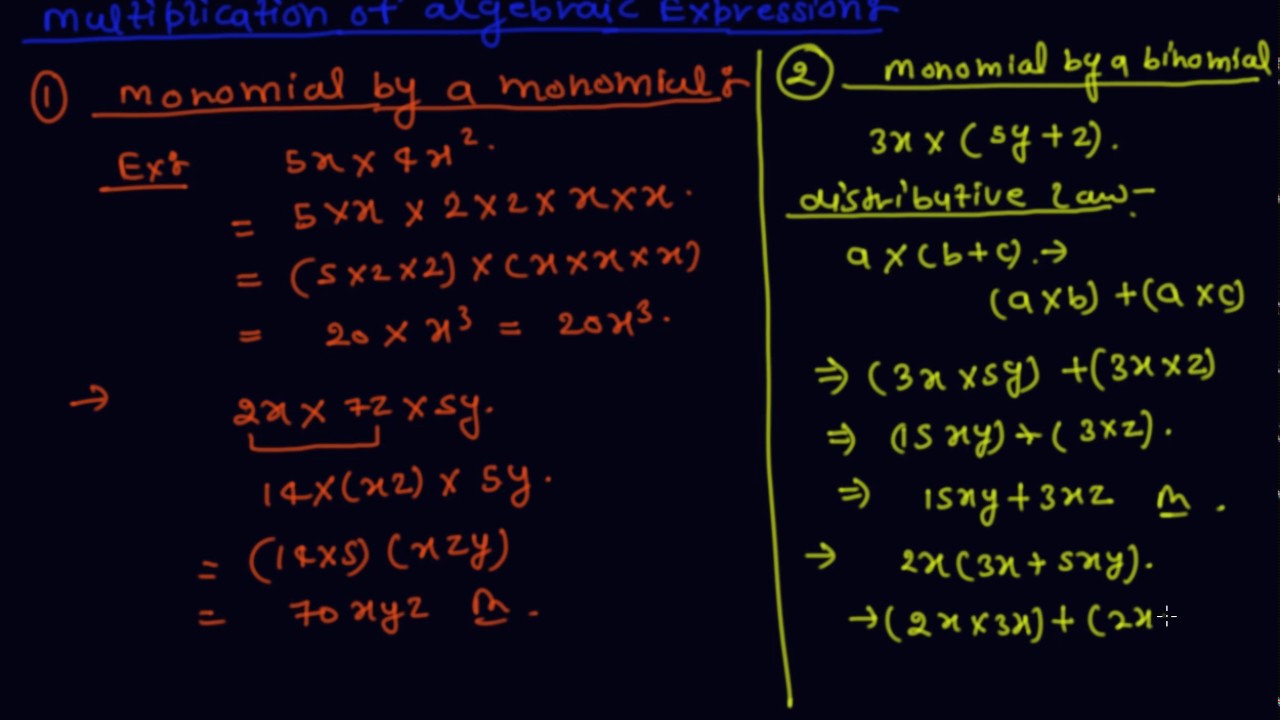  Multiplication of Algebraic Expression Class 8 Mathematics Algebraic Expressions And 