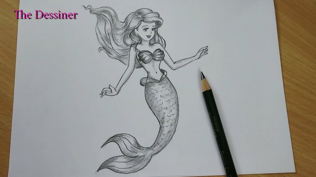 How to draw Princess Ariel / Mermaid drawing / Pencil sketch ...