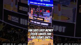 Los Angeles Lakers Big Shot Jackpot $100,000 prize. Fan says its easy then does this...😂