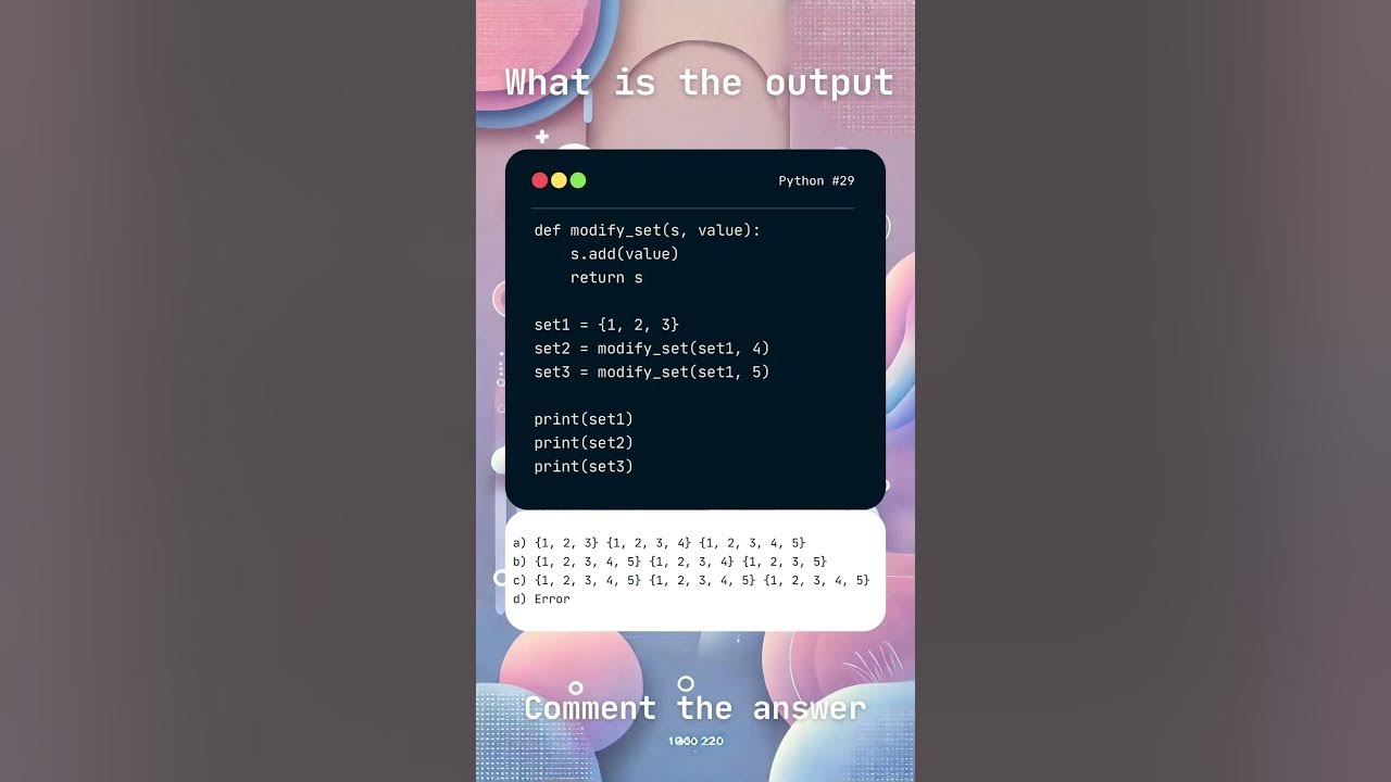 Python Challenge #29: Mutable Sets – What’s the Output? - YouTube