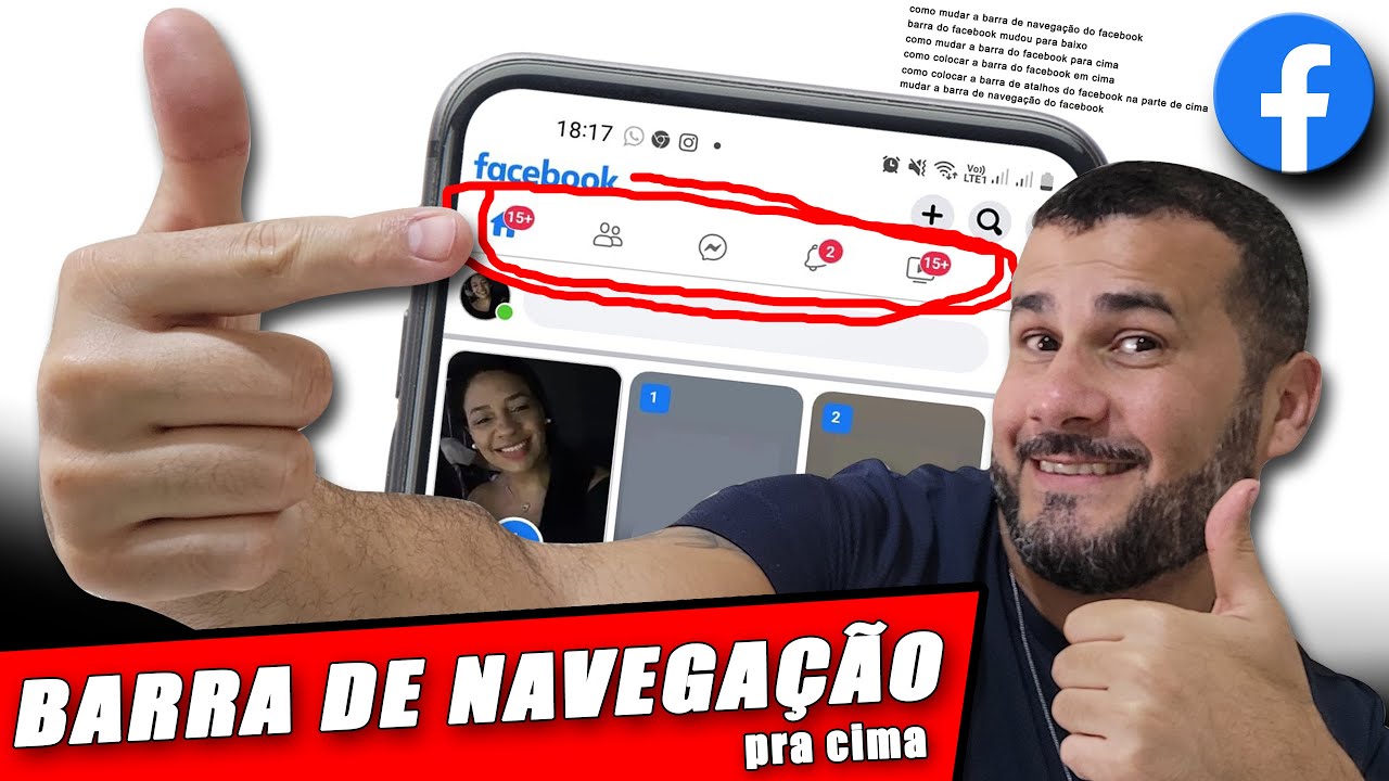 Resolvido! Mudar a barra de navegação do Facebook para cima