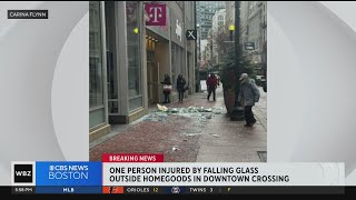 Second-floor window smashes to the ground in Boston, injuring 1