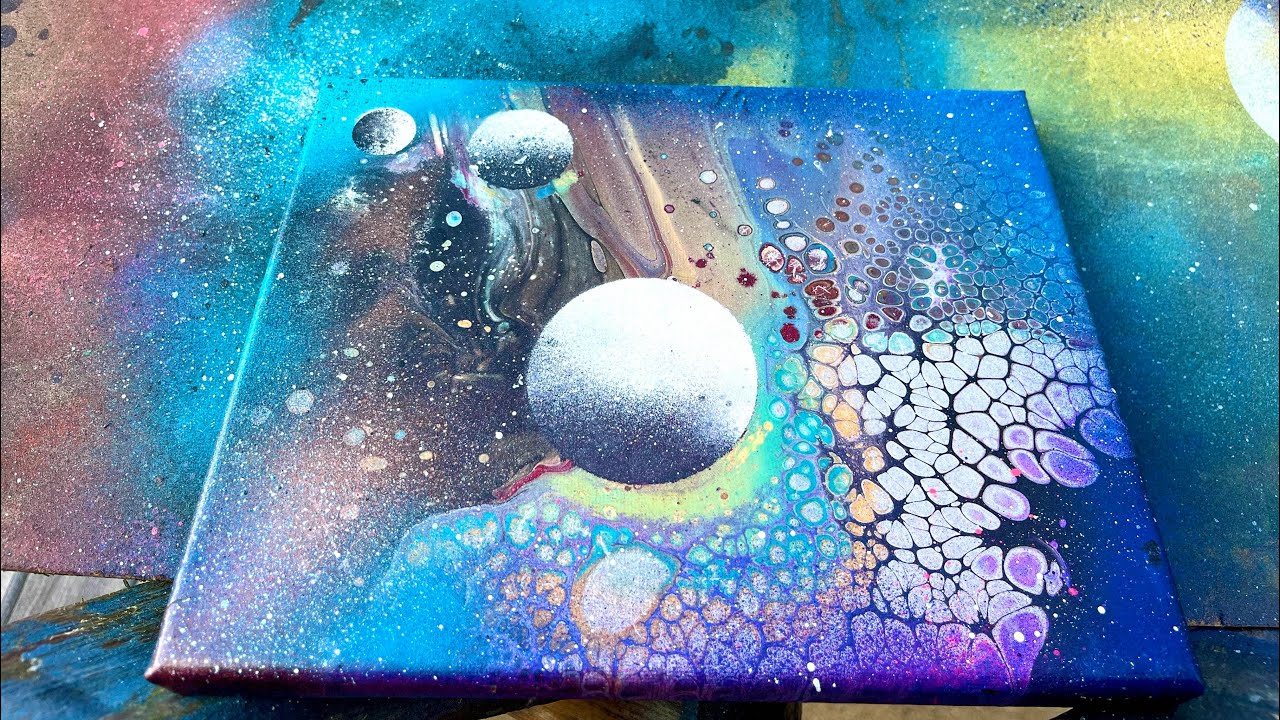 New Galaxy Art!! Fun & Easy Fluid Art & Spray Painted