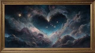 Luxury TV Art Screensaver | 2 Hours 4K Ambience | Romantic Heart Cloud Painting in Gold Frame screenshot 3