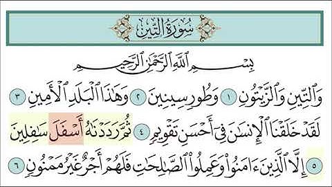 سورة التين مكرره للقارئ خليفه الطنيجي المصحف المعلم