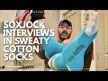 Soxjock interviews in sweaty cotton socks  gay male socks fetish  gay male socks worship  socks