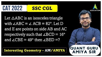 Can You Solve This Interesting Geometry | an isosceles triangle with ∠ABC = ∠ ACB = 82 | Amiya Sir