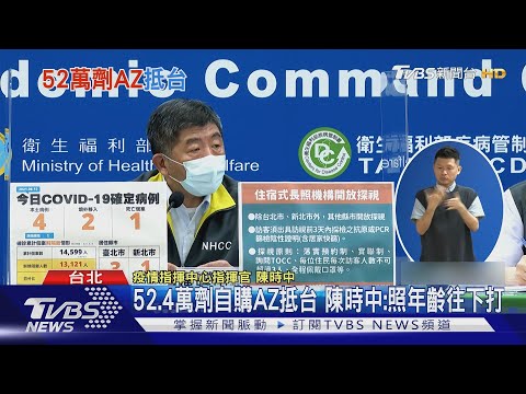 52.4萬劑自購AZ抵台 陳時中:照年齡往下打｜TVBS新聞