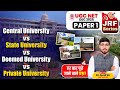 Central vs State vs Deemed vs Private University | 5 Minute Series |UGC NET JRF Paper 1 by Sunil Sir
