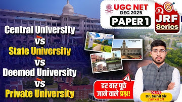 Central vs State vs Deemed vs Private University | 5 Minute Series |UGC NET JRF Paper 1 by Sunil Sir